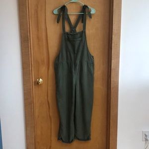 Aerie Green Linen Overalls